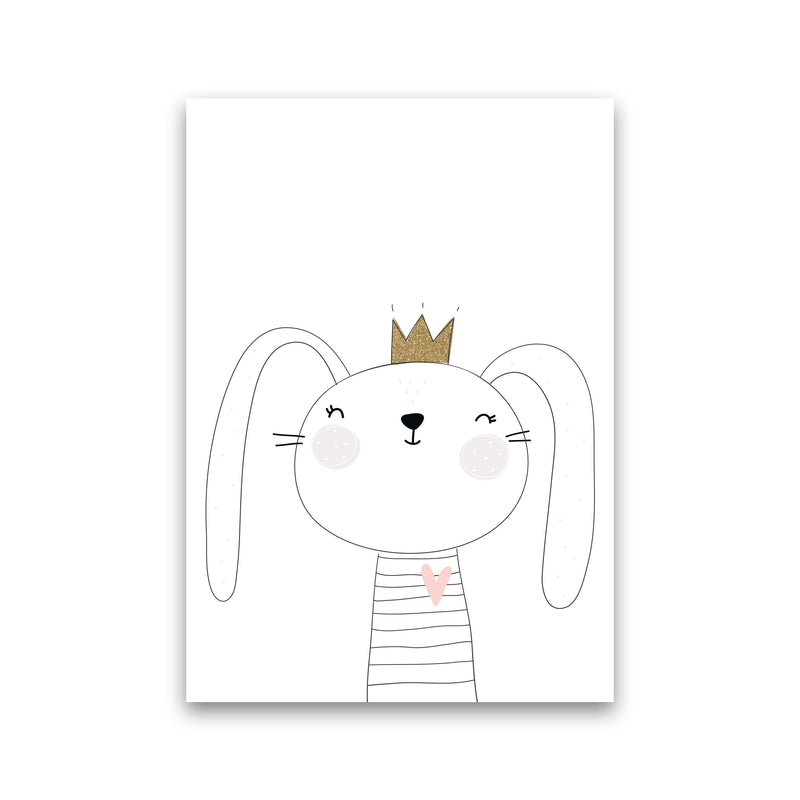 Scandi Cute Bunny With Crown Framed Nursey Wall Art Print Print Only