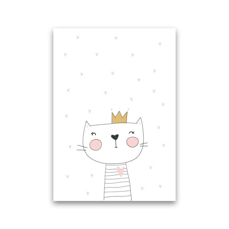 Scandi Cute Cat With Crown And Stars Framed Nursey Wall Art Print Print Only