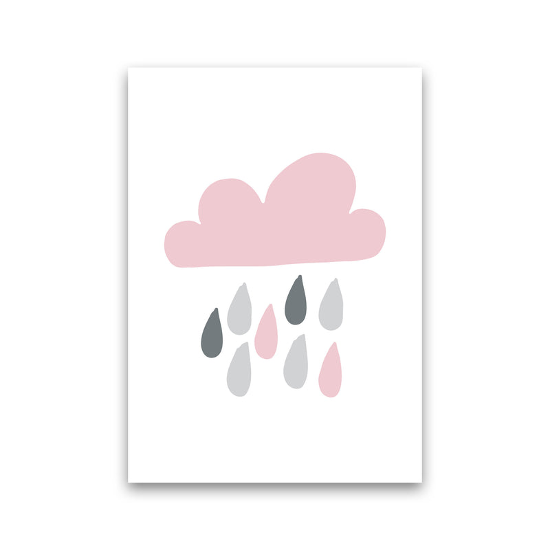 Pink And Grey Rain Cloud Framed Nursey Wall Art Print Print Only