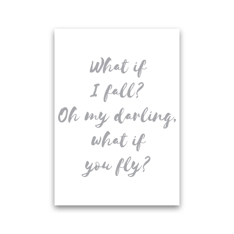 What If I Fall? Grey Modern Print Print Only