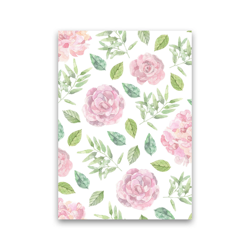 Pink Floral Repeat Pattern Modern Print, Framed Botanical & Nature Art Print Print Only