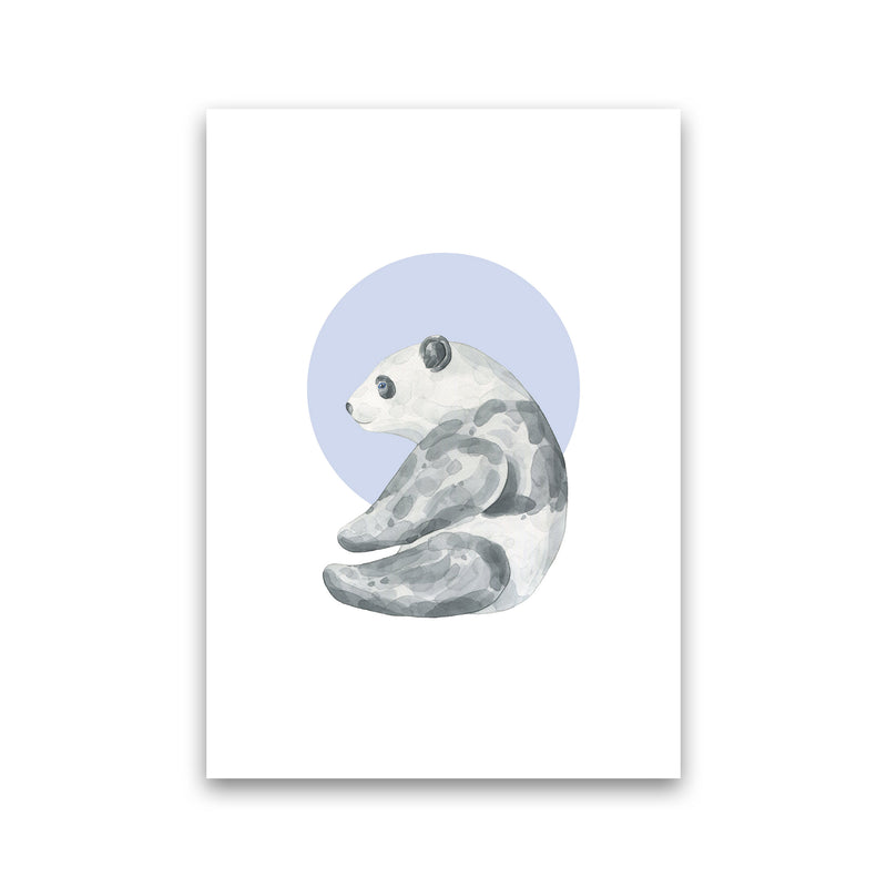 Watercolour Panda With Blue Circle Modern Print, Animal Art Print Print Only
