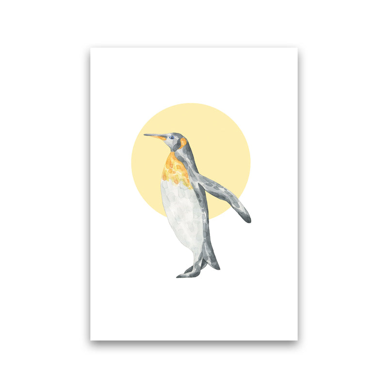 Watercolour Penguin With Yellow Circle Modern Print, Animal Art Print Print Only