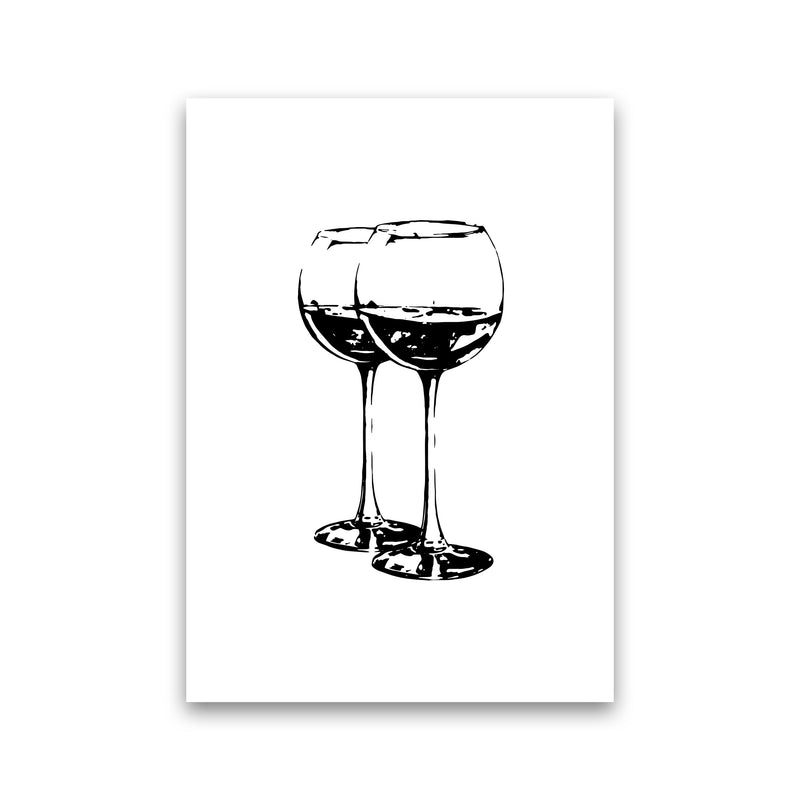 Black Wine Glasses Modern Print, Framed Kitchen Wall Art Print Only