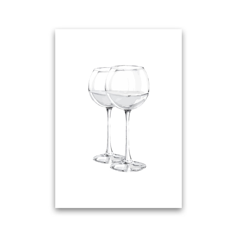 White Wine Glasses Modern Print, Framed Kitchen Wall Art Print Only