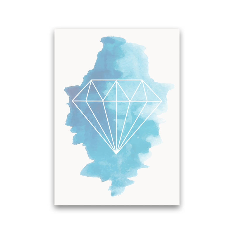 Geo Diamond Blue Watercolour Modern Print Print Only