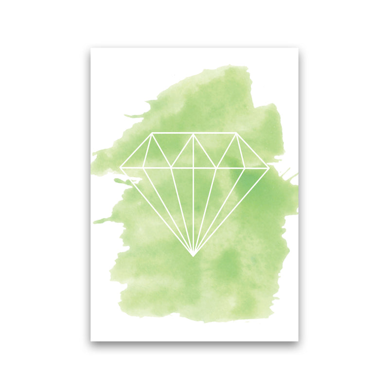 Geo Diamond Green Watercolour Modern Print Print Only