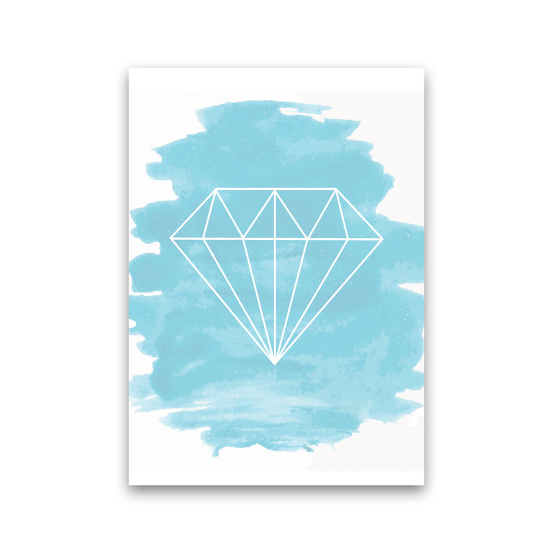 Geo Diamond Light Blue Watercolour Modern Print Print Only