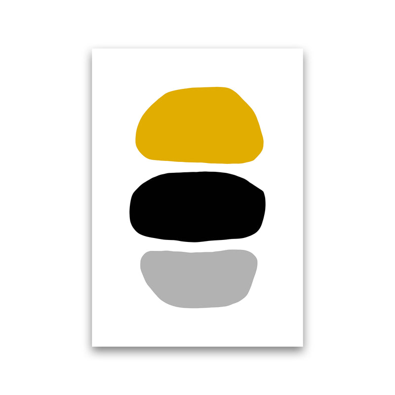 Mustard And Black Abstract Stones 2 Art Print by Pixy Paper Print Only