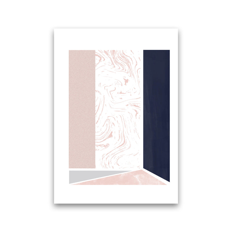 Navy And Marble Pink 2 Art Print by Pixy Paper Print Only