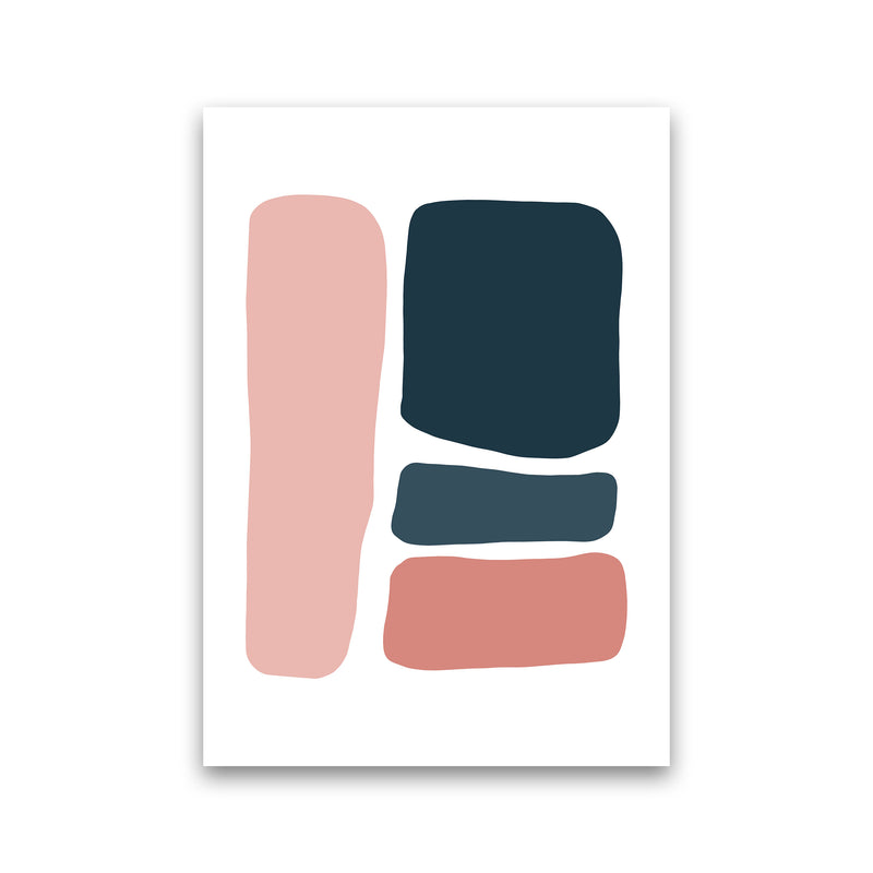 Pink And Navy Abstract Stones 3 Art Print by Pixy Paper Print Only