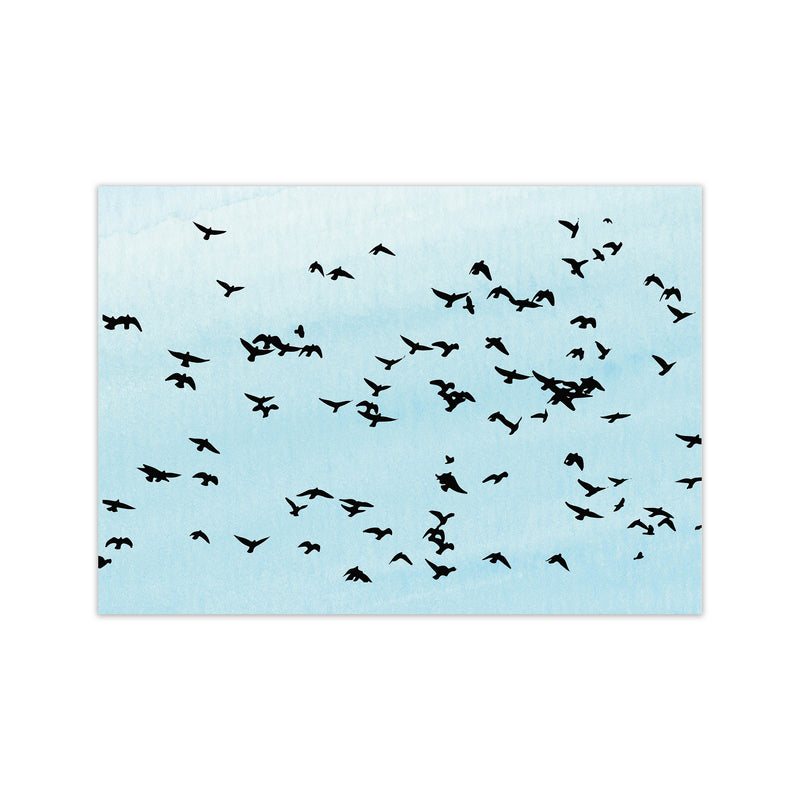 Flock Of Birds Landscape Blue Sky Art Print by Pixy Paper Print Only