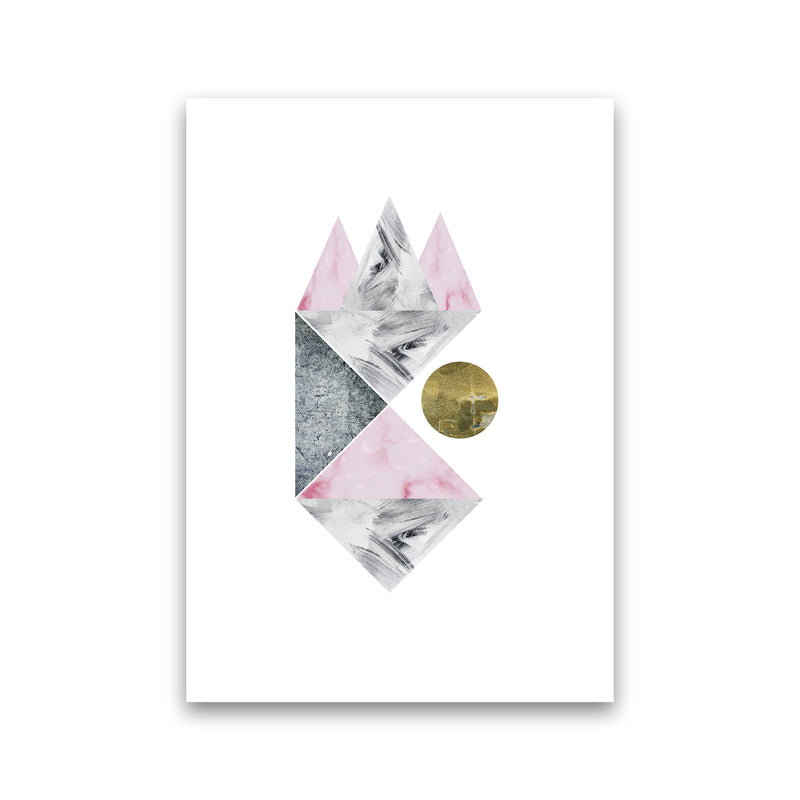 Luna Side Moon Pink And Grey Triangles Abstract  Art Print by Pixy Paper Print Only