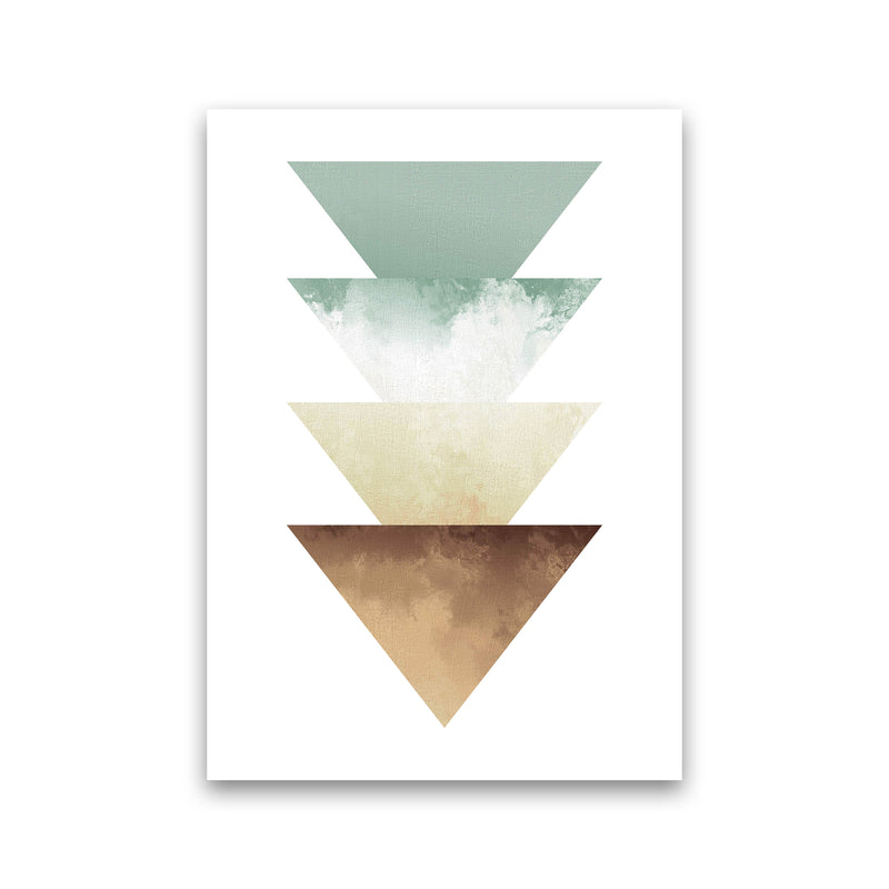 Green And Beige Watercolour Triangles Abstract  Art Print by Pixy Paper Print Only