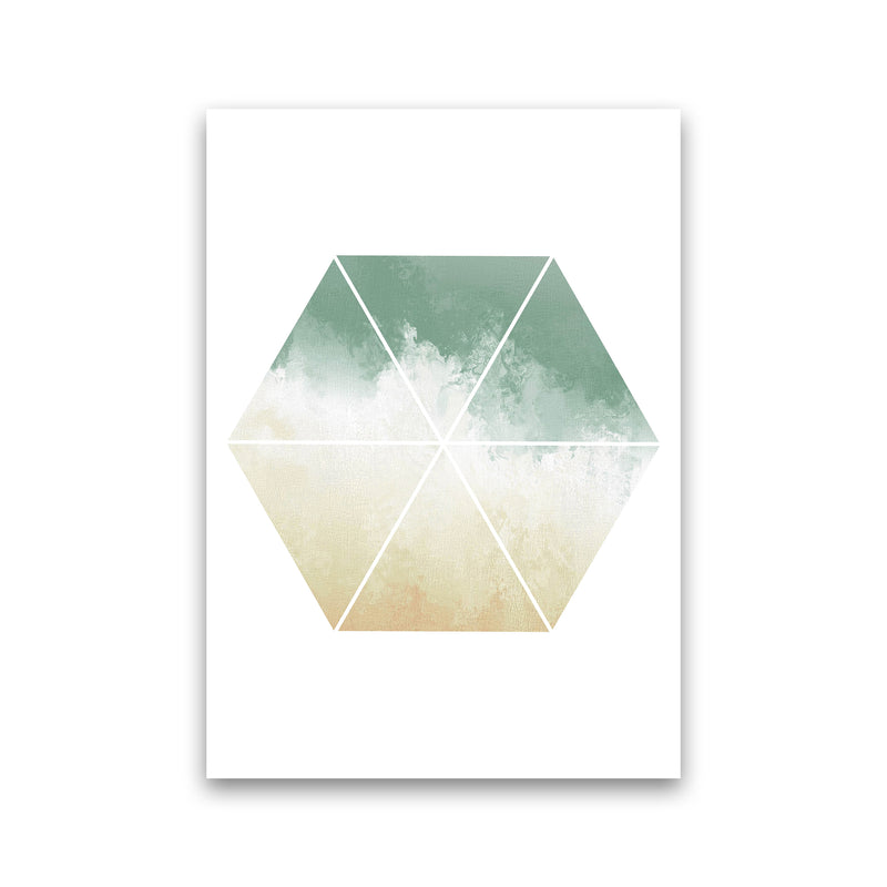 Green And Beige Watercolour Hexagon Abstract  Art Print by Pixy Paper Print Only