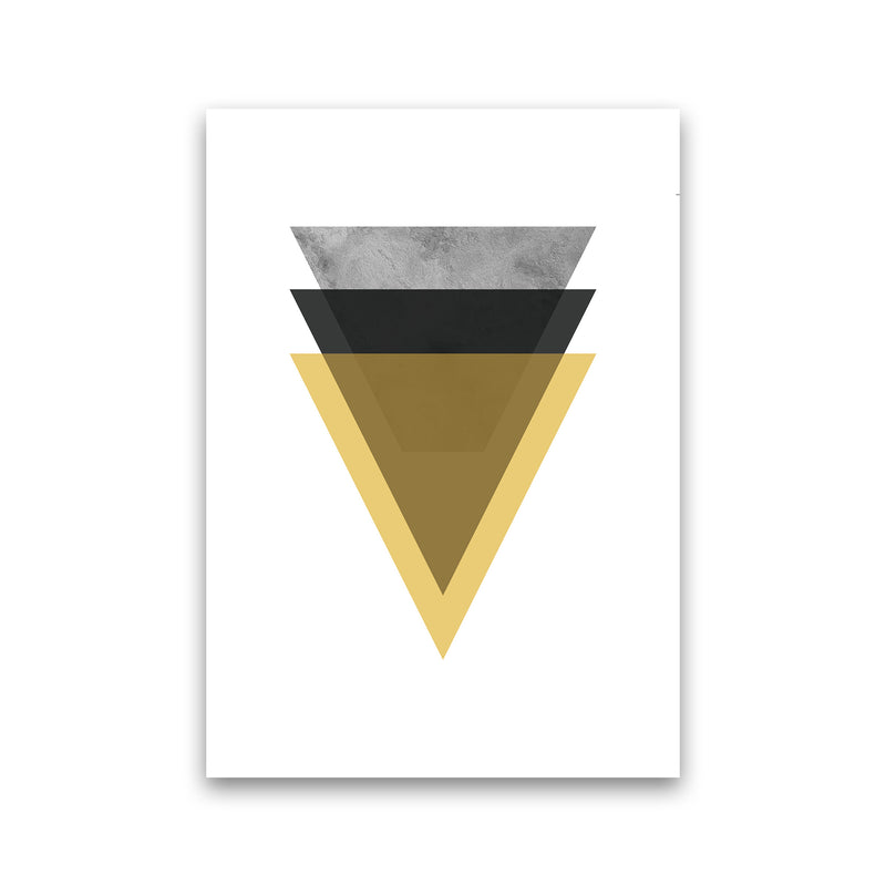 Geometric Mustard And Black Triangles  Art Print by Pixy Paper Print Only