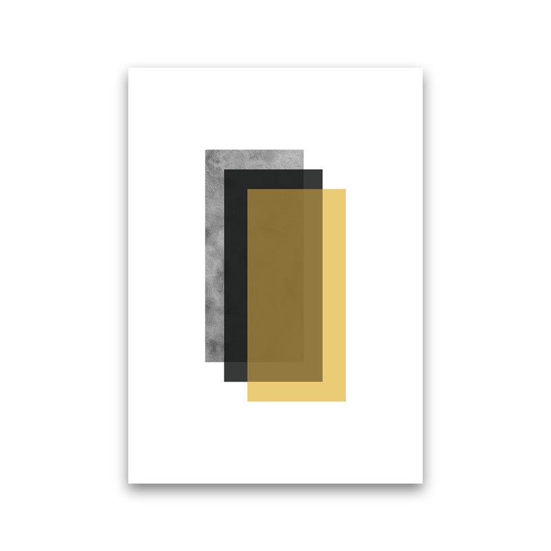 Geometric Mustard And Black Rectangles  Art Print by Pixy Paper Print Only