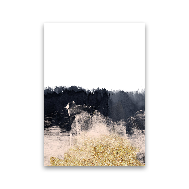 Lux Half Navy And Gold Paint Strokes  Art Print by Pixy Paper Print Only