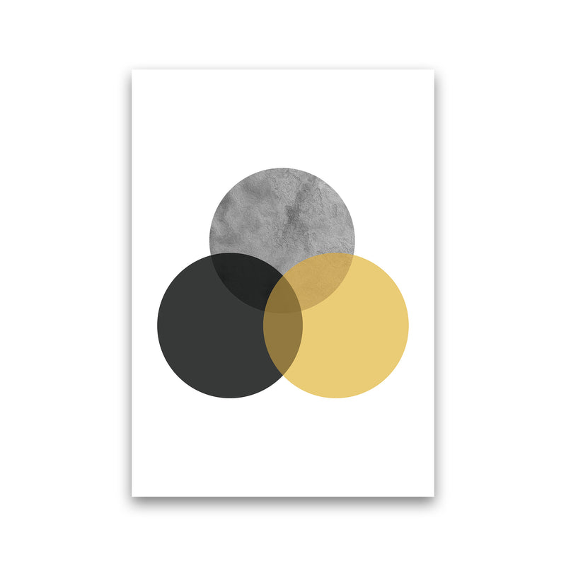 Geometric Mustard And Black Circles  Art Print by Pixy Paper Print Only