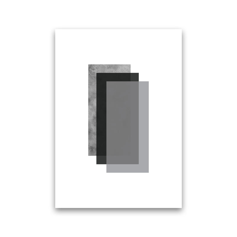Geometric Grey And Black Rectangles  Art Print by Pixy Paper Print Only