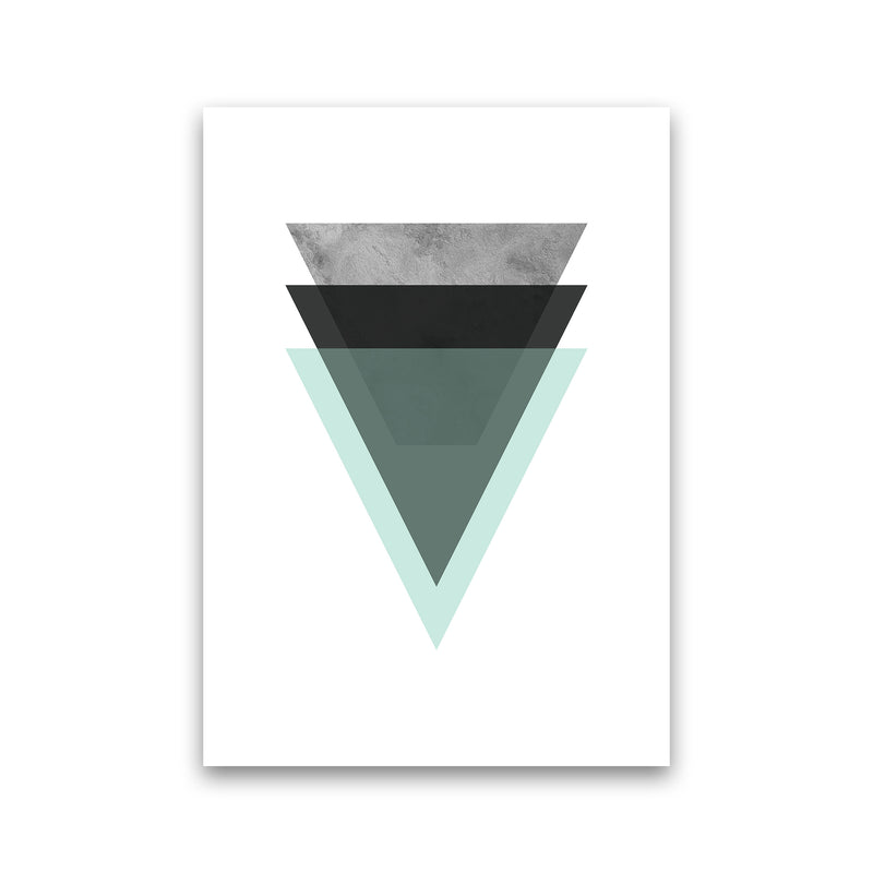 Geometric Mint And Black Triangles  Art Print by Pixy Paper Print Only