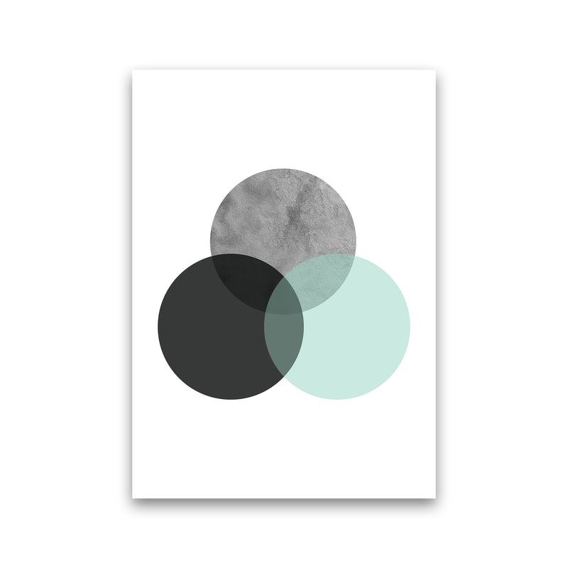 Geometric Mint And Black Circles  Art Print by Pixy Paper Print Only