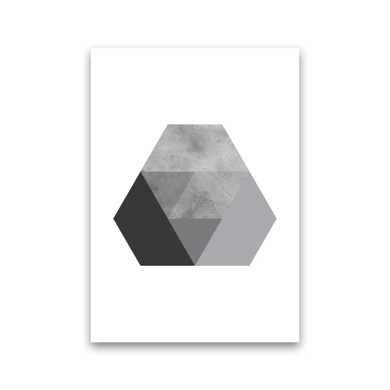 Geometric Grey And Black Hexagon  Art Print by Pixy Paper Print Only