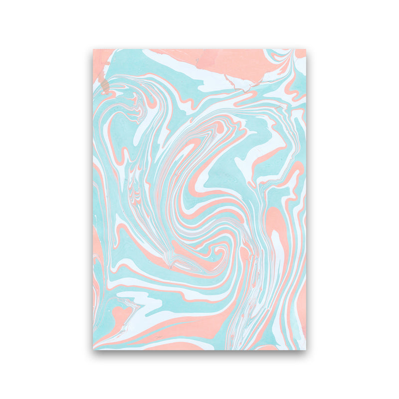 Liquid Mix Turquoise And Salmon  Art Print by Pixy Paper Print Only