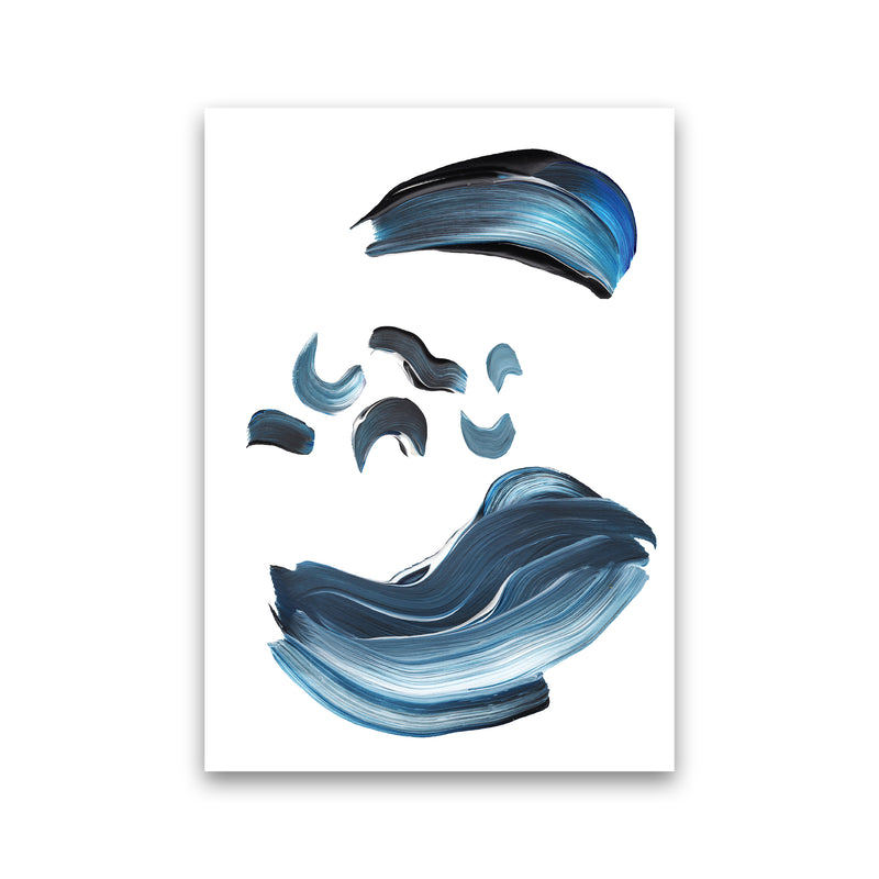 Dark Blue And Grey Paint Strokes  Art Print by Pixy Paper Print Only