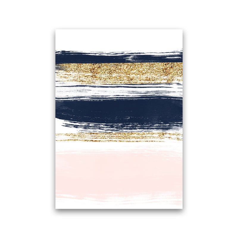 Lux Navy And Pink Paint Stripes  Art Print by Pixy Paper Print Only