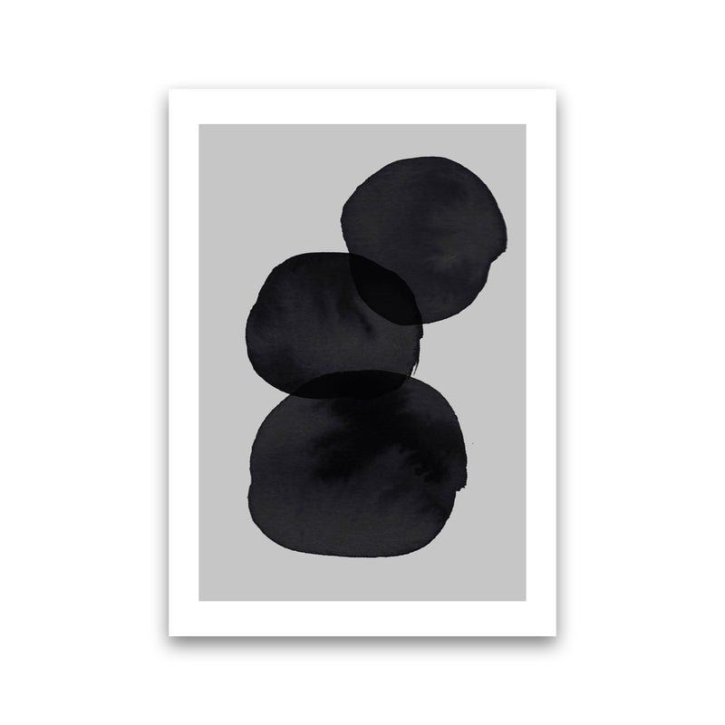 Grey And Black Stacked Circles Art Print by Pixy Paper Print Only