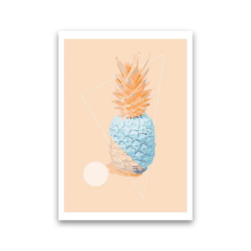Pineapple In Blue With Peach  Art Print by Pixy Paper Print Only