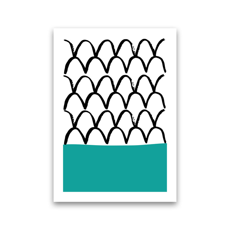 Teal Fishscales Neon Funk  Art Print by Pixy Paper Print Only