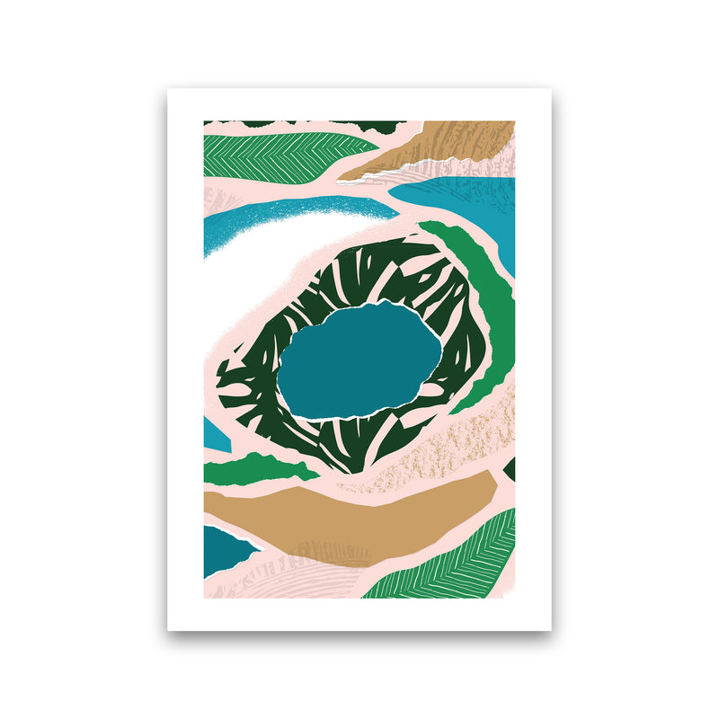 Blue Lake Jungle Abstract  Art Print by Pixy Paper Print Only