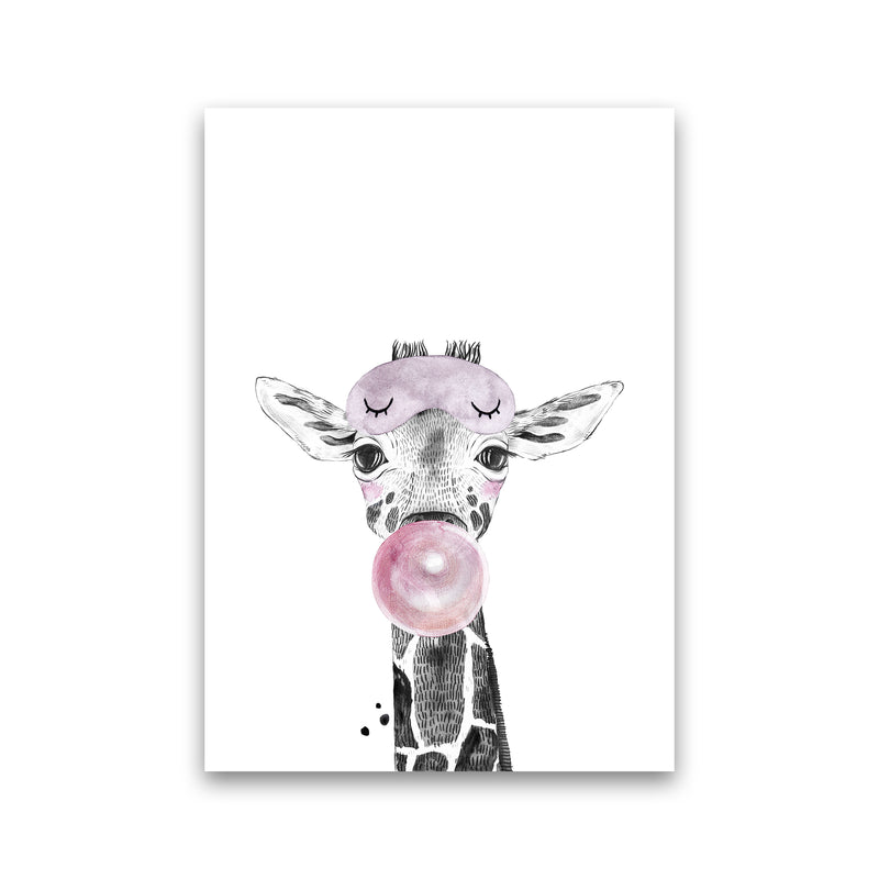 Safari Babies Giraffe With Bubble  Art Print by Pixy Paper Print Only