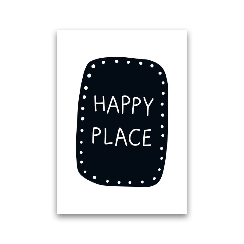 Happy Place Super Scandi Black  Art Print by Pixy Paper Print Only