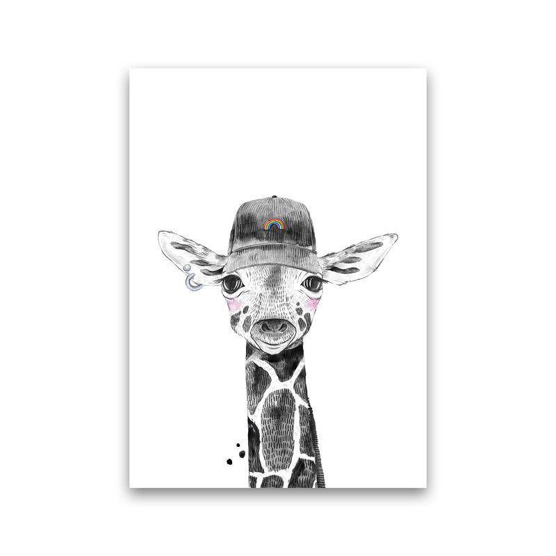 Safari Babies Giraffe With Hat  Art Print by Pixy Paper Print Only
