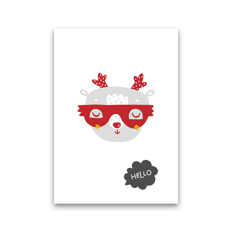 Hello Animal Red Super Scandi  Art Print by Pixy Paper Print Only