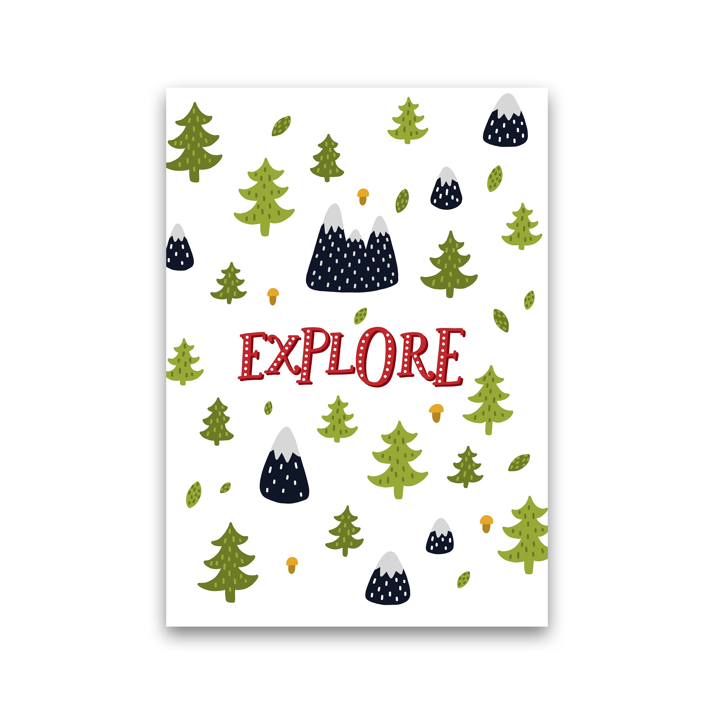 Little Explorer Trees Red Art Print by Pixy Paper