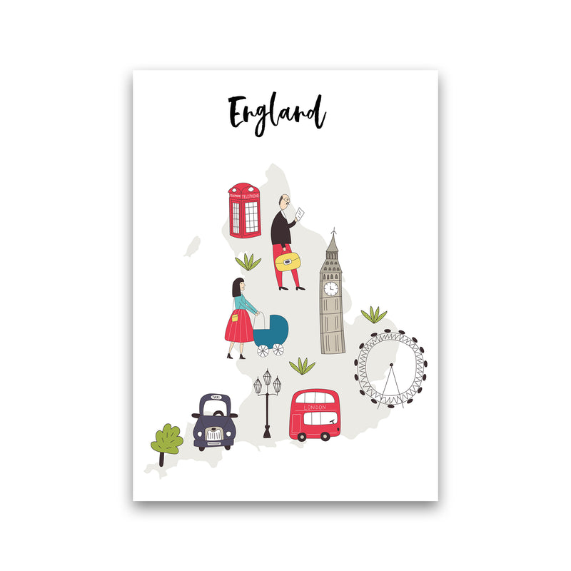 England Map  Art Print by Pixy Paper Print Only