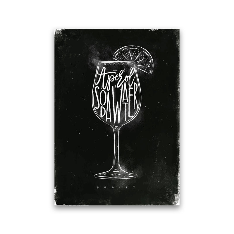 Prosecco Spritz Cocktail Black  Art Print by Pixy Paper Print Only