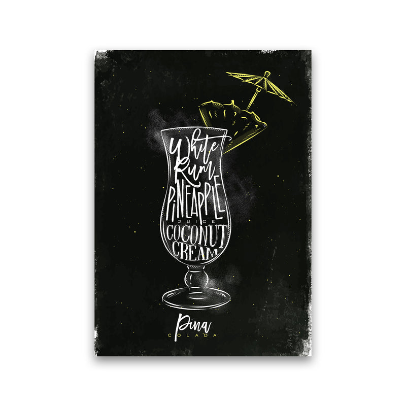 Pina Colada Cocktail Black  Art Print by Pixy Paper Print Only