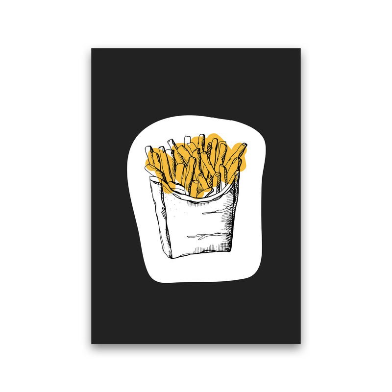 Kitchen Pop Fries Off Black Art Print by Pixy Paper Print Only