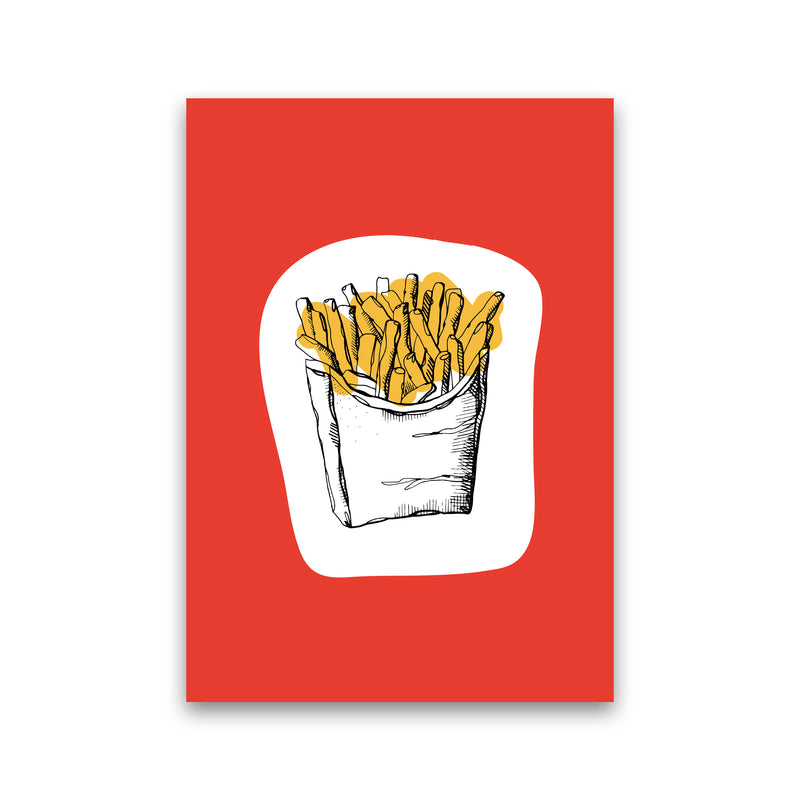 Kitchen Pop Fries Red Art Print by Pixy Paper Print Only