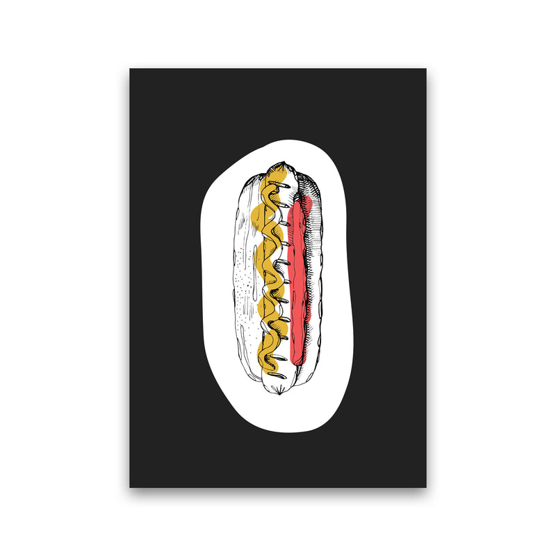 Kitchen Pop Hot Dog Off Black Art Print by Pixy Paper Print Only