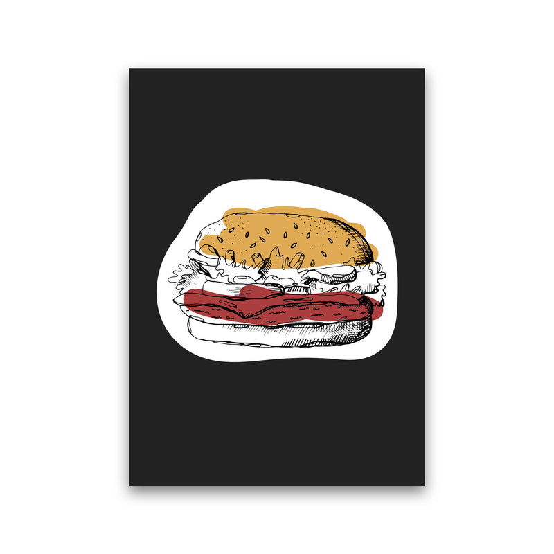 Kitchen Pop Burger Off Black Art Print by Pixy Paper Print Only