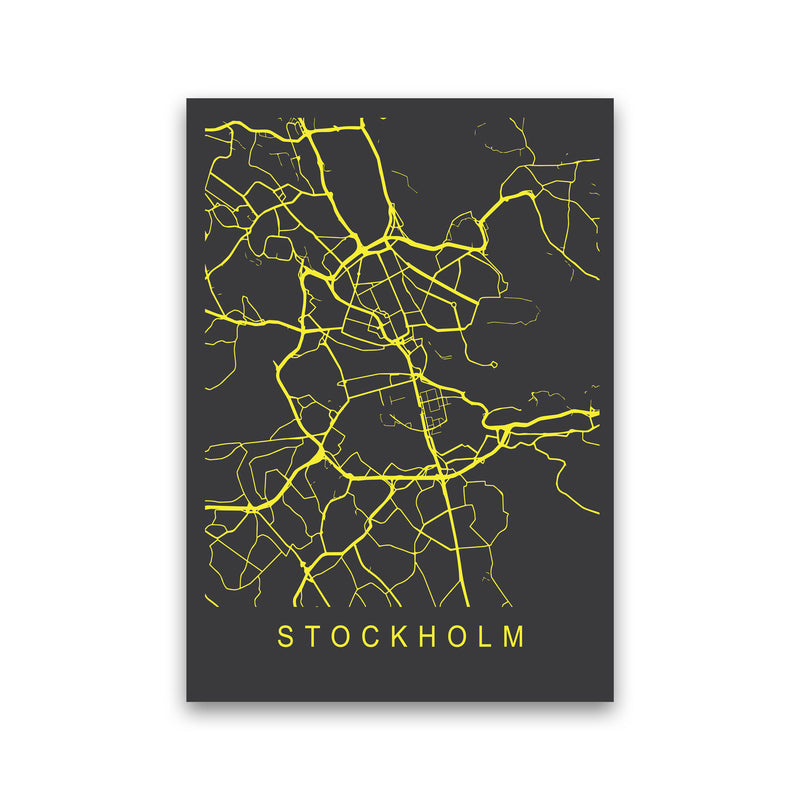 Stockholm Map Neon Art Print by Pixy Paper Print Only