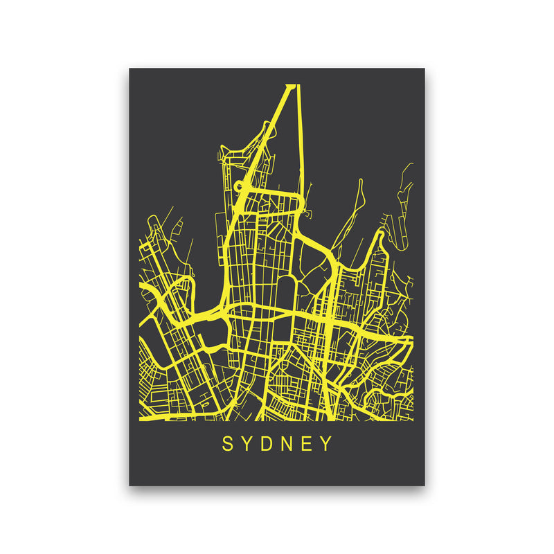 Sydney Map Neon Art Print by Pixy Paper Print Only