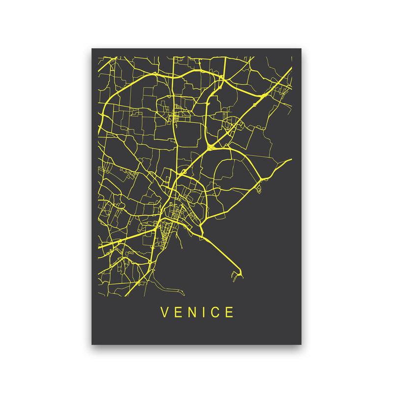Venice Map Neon Art Print by Pixy Paper Print Only
