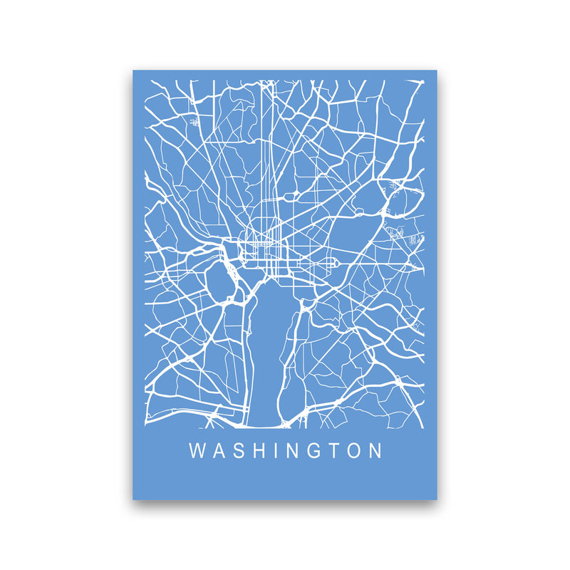 Washington Map Blueprint Art Print by Pixy Paper Print Only